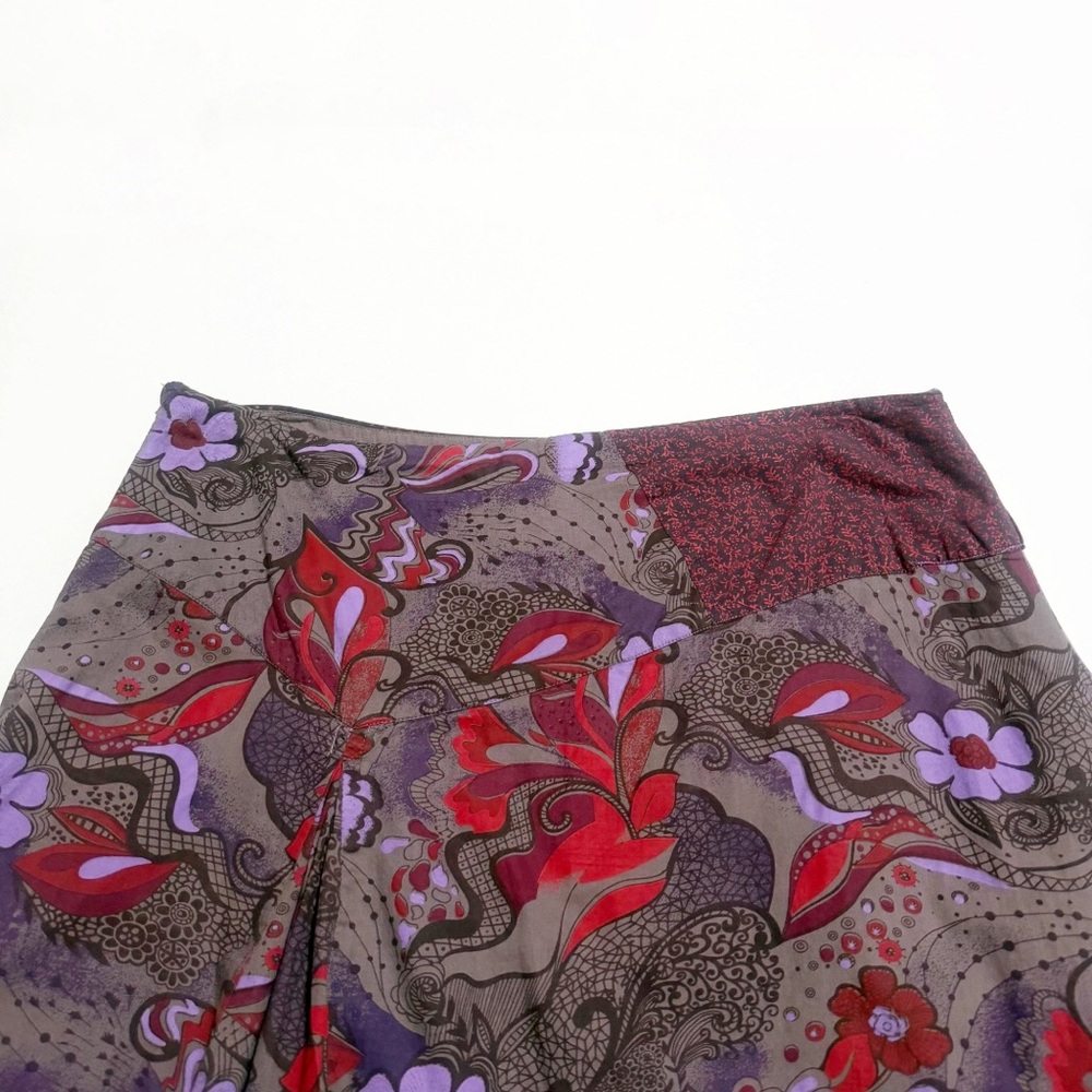 Joe Browns Mixed Floral Patchwork Pleated Asymmetric Hem Skirt - Picture 4 of 9